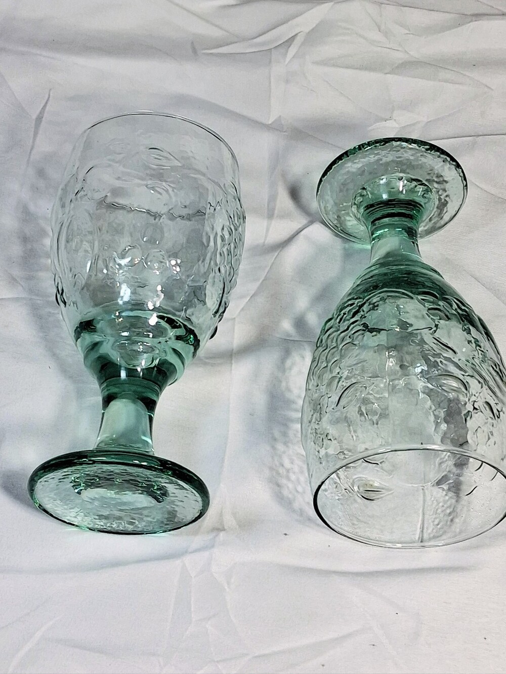 Set Of 2 Libbey Glass Spanish Green Orchard Fruit 13-16 Oz. 7" Tall Glasses